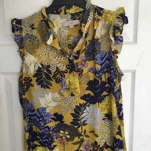 LOFT sleeveless ruffle shirt